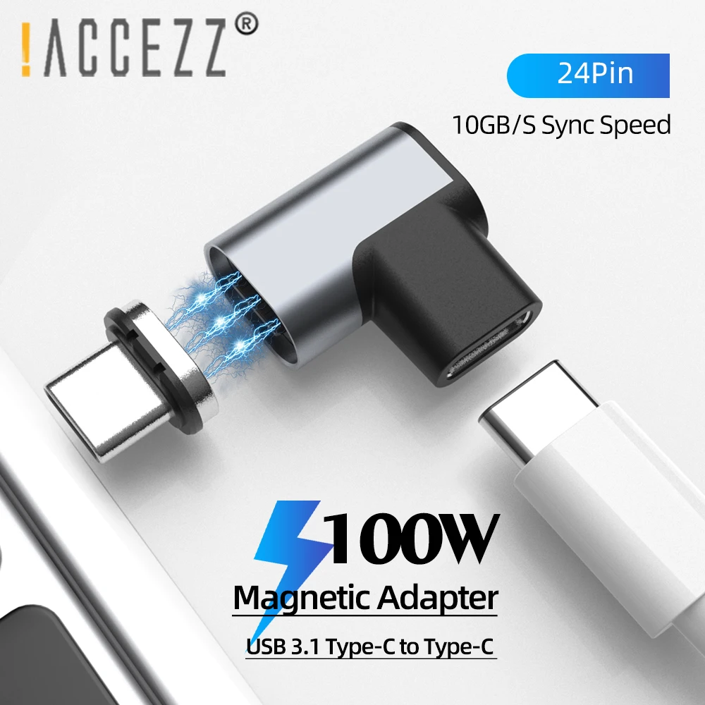 

!ACCEZZ 24 Pins Magnetic USB C Adapter Type C Connector PD 100W Quick Charge 10Gbp Data 4K HD Hub for MacBook Pro Samsung Huawei