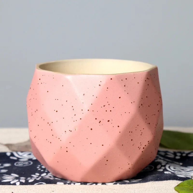 Creative Ceramic Diamond Geometric Flowerpot Simple Succulent Plant Container Green Planters Small Bonsai Pots Home Decoration | Дом и сад