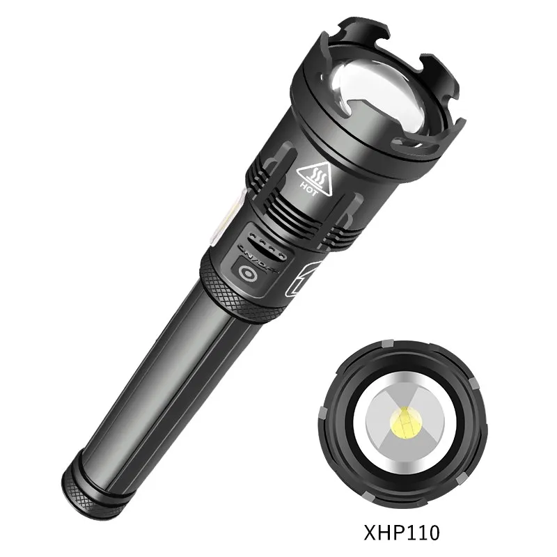 en Ucuz XHP110 11 çekirdekli Led El Feneri Powerbank Fonksiyonu Torch Usb şarj Edilebilir 18650 Veya 26650 Pil Zumlanabilir XHP90 Alüminyum Fener