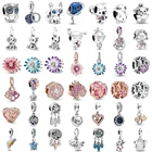 S925 пробы Подвески серебряного цвета, подходит к подлинным браслетам Pandora, скидка на морские перевозки и цветок  подвеска в виде генеалогического дерева S925 бусы, сделай сам, ювелирное изделие для женщин