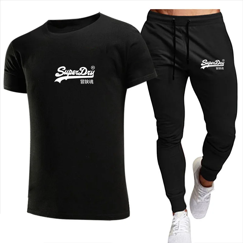 

Men's Tracksuit Summer Clothes Sportswear Two Piece Set T Shirt Shorts Brand Track Clothing Male Sweatsuit Sports Suits Husband