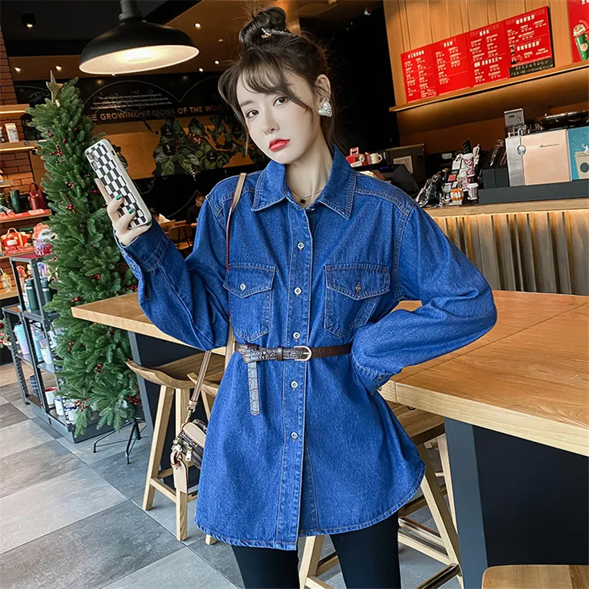 

Designer Jeans Shirt Women 2022 Long Sleeve Casual Vintag Denim Shirts Tops Blusas Feminina Womans Tops And Blouses Blusa Mujer