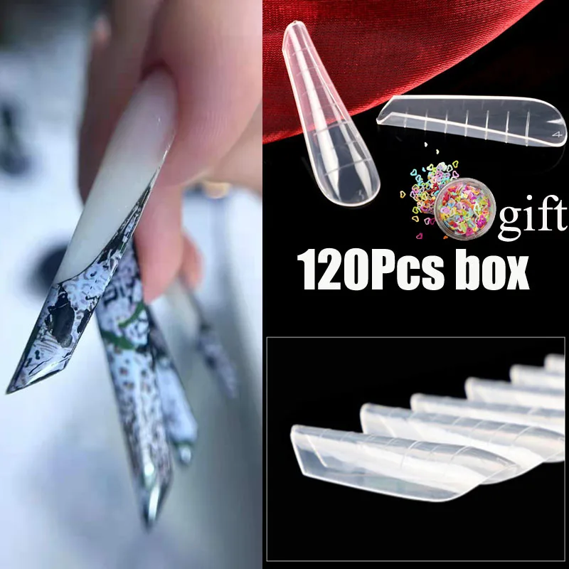 

120Pcs Dual Nail Form For Nails Extension Quick Builder Poly UV Gel Art Nails Acrylic DIY Art French False Nail Extend Top Molds