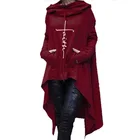 Женский длинный костюм в средневековом стиле, асимметричное однотонное платье с вышивкой, в готическом стиле, в стиле панк, с волшебником вампира, плащ с капюшоном