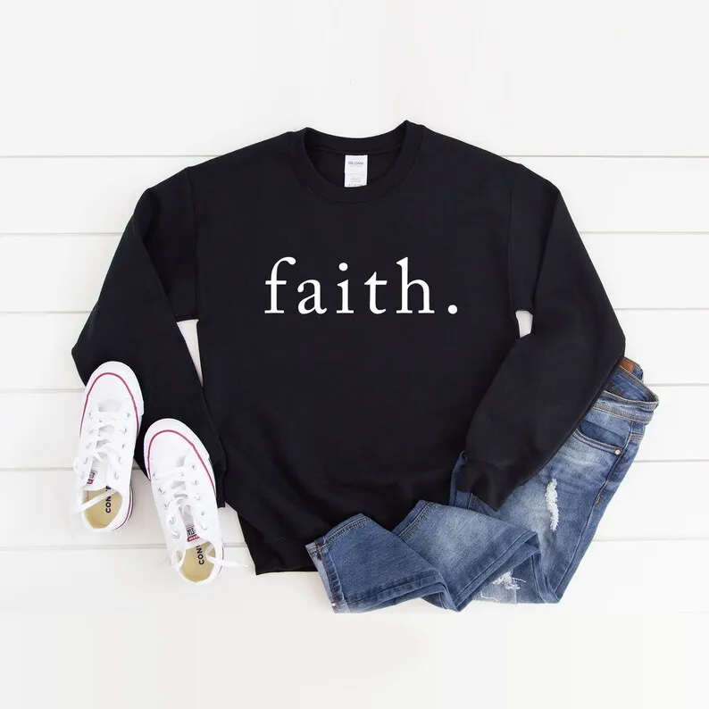 Faith  Unisex Sweatshirt Cotton Solid Thicken Warm Women Lady Fashion Print Sweatshirt Women 100% cotton Unisex Streetwear top