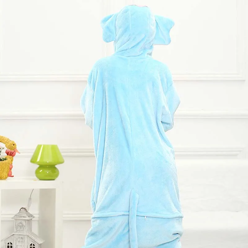 Onesie Pajama for Women Adult Animal Elephant Pajamas Light Blue One-piece Sleepwear Party Jumpsuit Sleepwear Christmas Gift