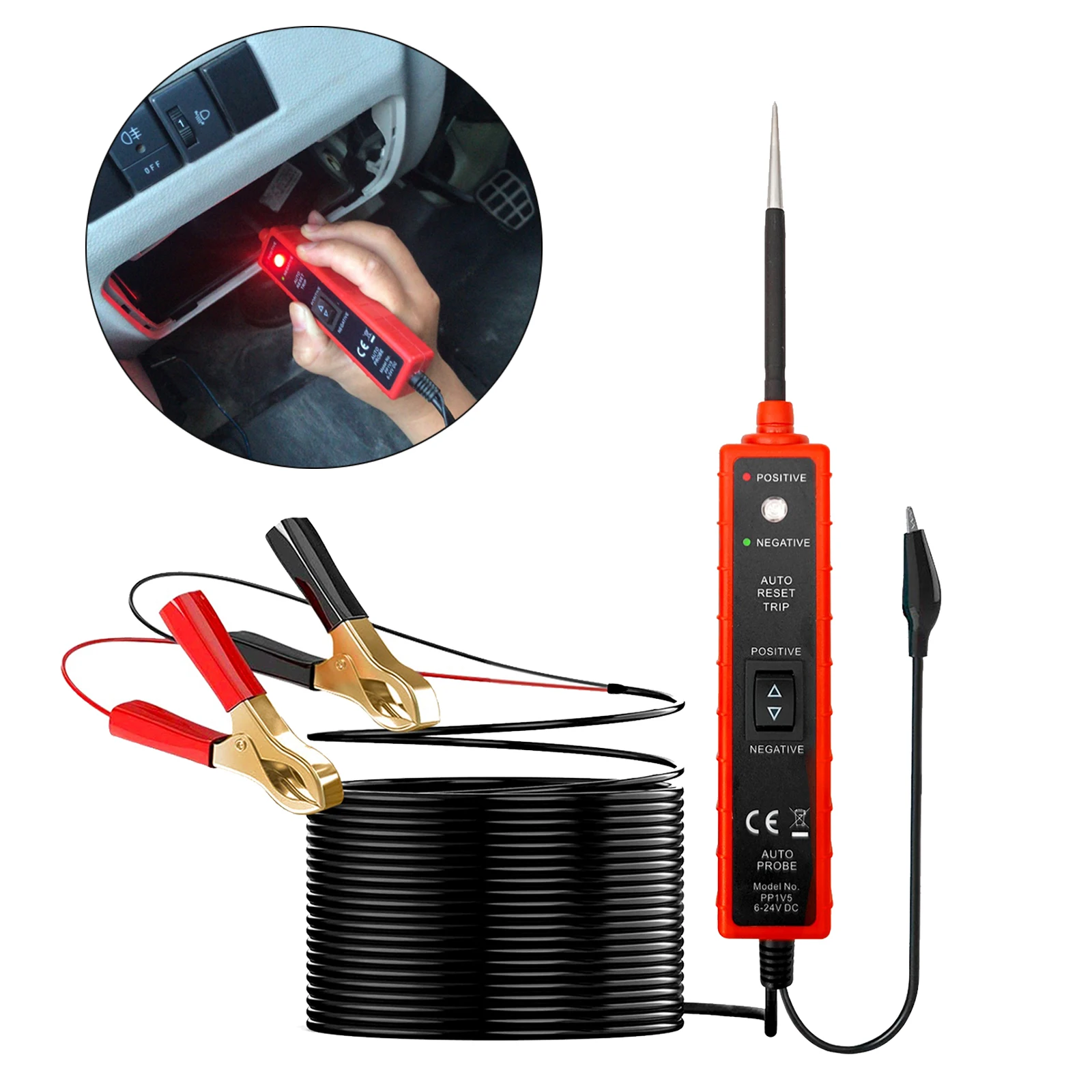 

Car Electrical Circuit Tester Digital Test Pencil 6-24V DC Car Voltage Tester Test Pen Power Probe With 4m Cable Diagnostic Tool
