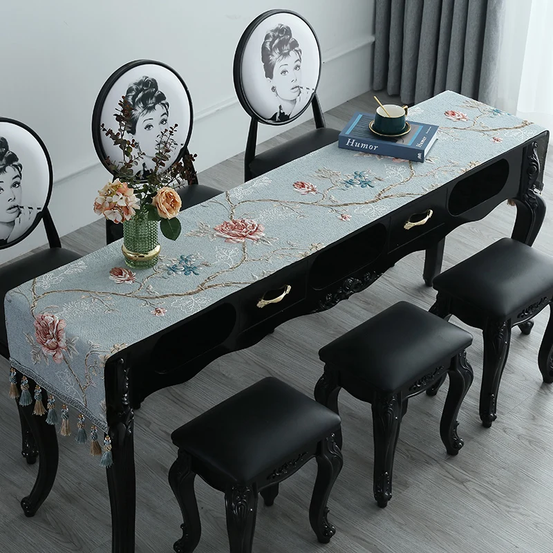 

European Style Rectangular Tablecloth Mat TV Cabinet Cover Cloth Tassel Table Cloth Home TV Cabinet Dust Cover Dressing Table