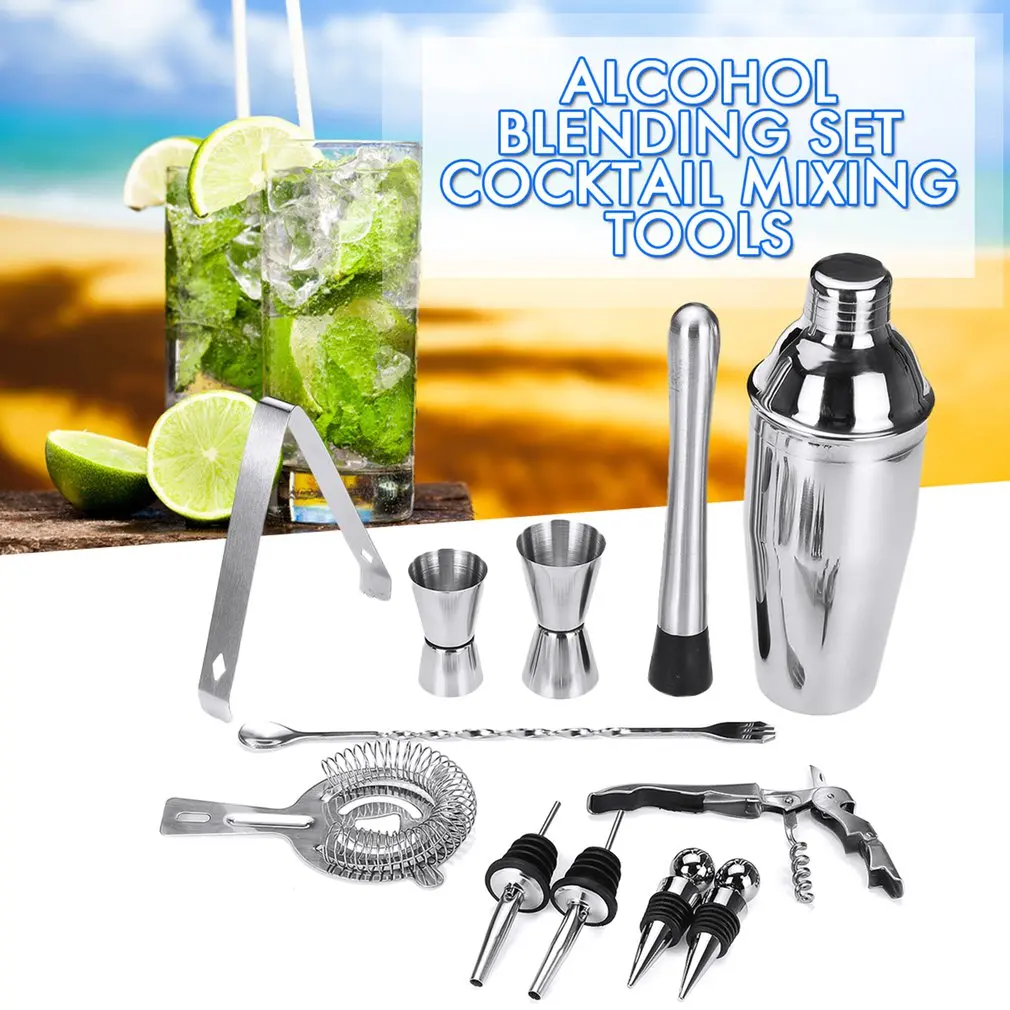 

12-piece C Kit 750ml Stainless Steel Retro Boston Cocktail Shaker Set Vintage Beautiful Appearance Waterproof Cocktail Shaker