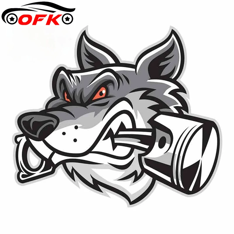 Забавная индивидуальная мотоциклетная наклейка с изображением волка кусания