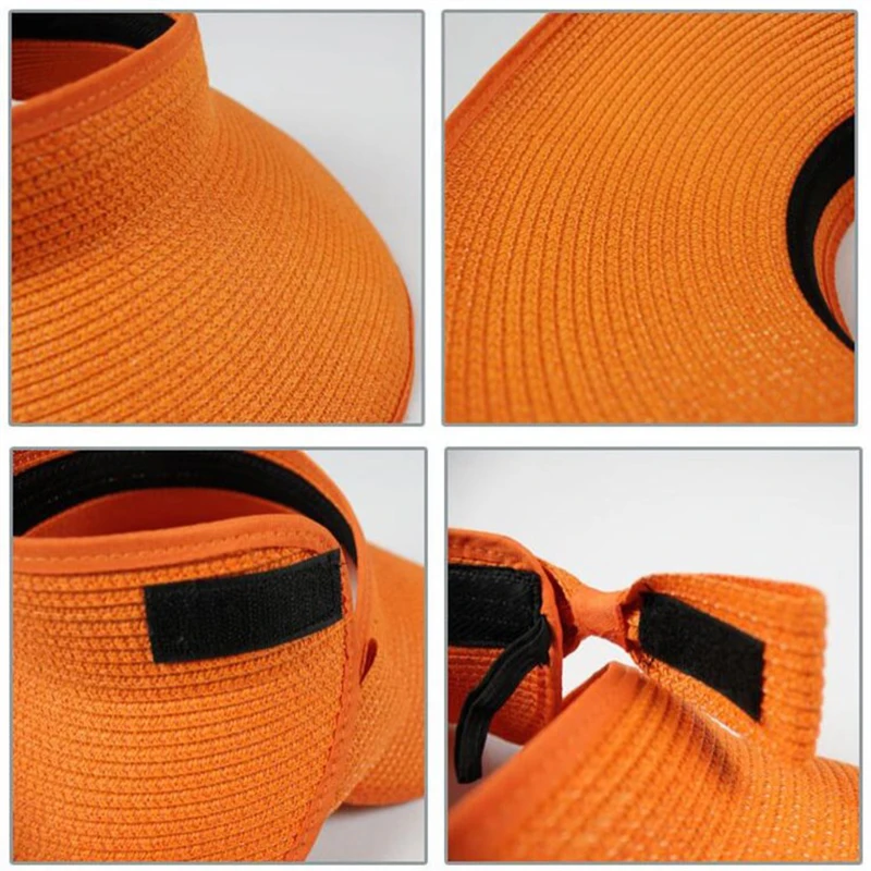 Шляпа от солнца Складная женская Пляжная Соломенная Панама с широкими полями и