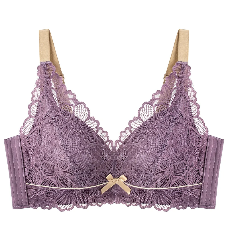 

YueYanni thin big breasts show small underwear full cup anti-sagging breastfeeding bra without steel ring plus size bra women