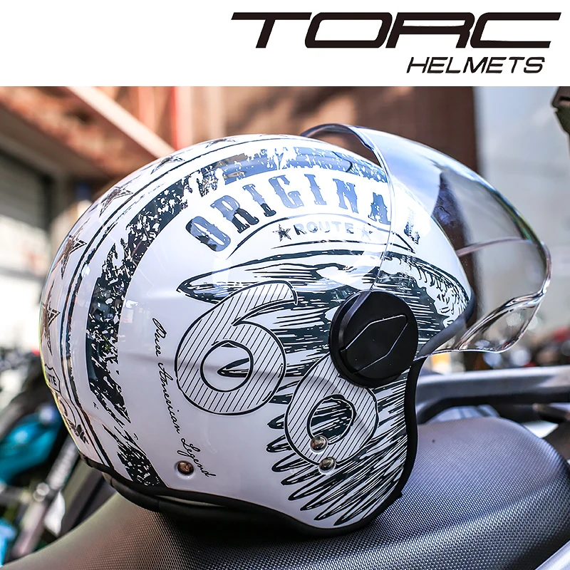 2019 Новый TORC T595 мотоциклетный Ретро шлем 3/4 гоночный с двойными линзами|Шлемы| |