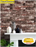 haohome peel and stick faux brick wallpaper brownred vinyl self adhesive wall paper design for wall bathroom bedroom home decor