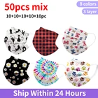 20-50 шт в наборе, унисекс, цвет: черный, с изображением котенка; Мягкая Маски Рот Маски для взрослых 3-слойный защитный уход за кожей одноразовые маски Mascarilla