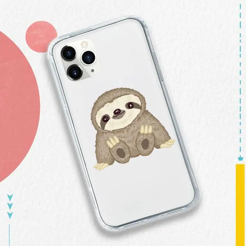 

Sloth Cute Animal Phone Case Transparent soft For iphone 5 5s 5c se 6 6s 7 8 11 12 plus mini x xs xr pro max