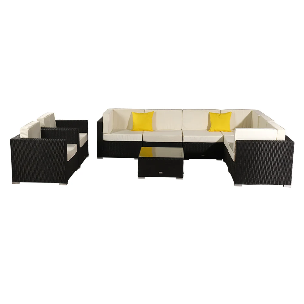 

9 Pieces Patio PE Wicker Rattan Corner Sofa Set Waterproof and Comfortable Terrace PE Wicker Rattan Corner Sofa Set