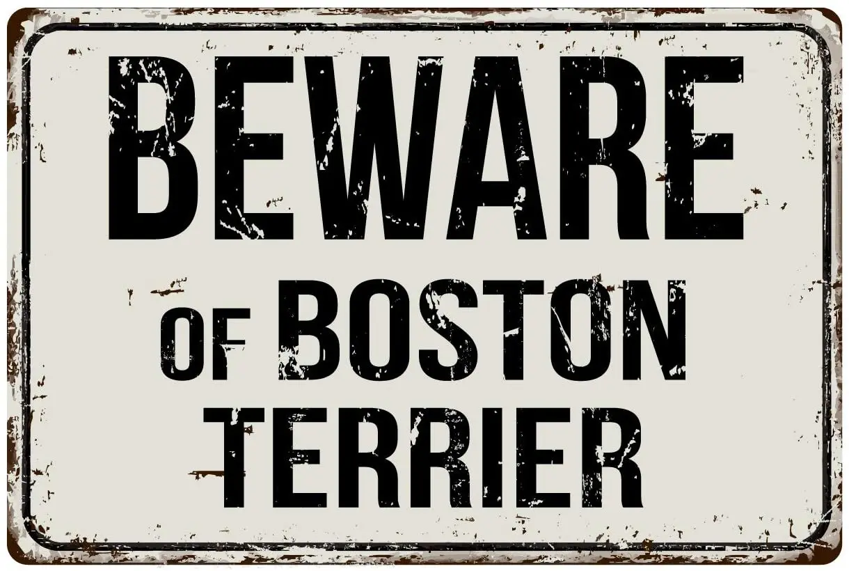 

173VS Остерегайтесь Бостон-терьера 8x12 винтажный алюминиевый Ретро металлический знак