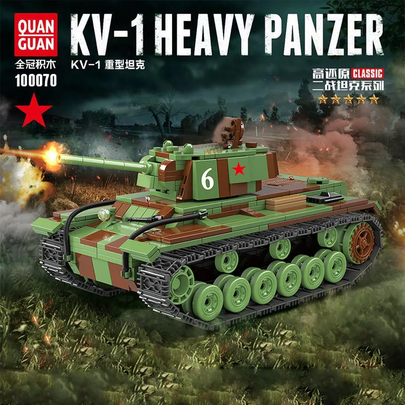 768 шт. WW2 военные Советского Союза KV 1 Танк строительные блоки бак армии оружие