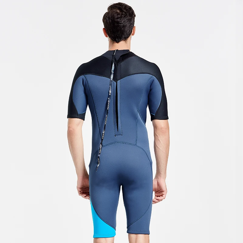 SBART 2mm Neoprene Wetsuit Swimwear Men Short Sleeve Patchwork Swimsuit Scuba Diving Suit One Piece Surfing Jellyfish Wet Suit