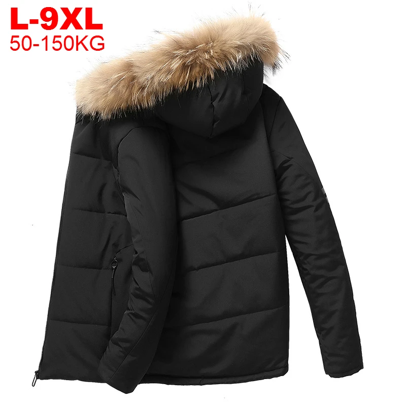 

Winter Parka Men Windbreak Big Size Fleece Fur Hooded Mens Jackets And Coats Male Outerwear Men's Clothing Large Sizes Overcoat