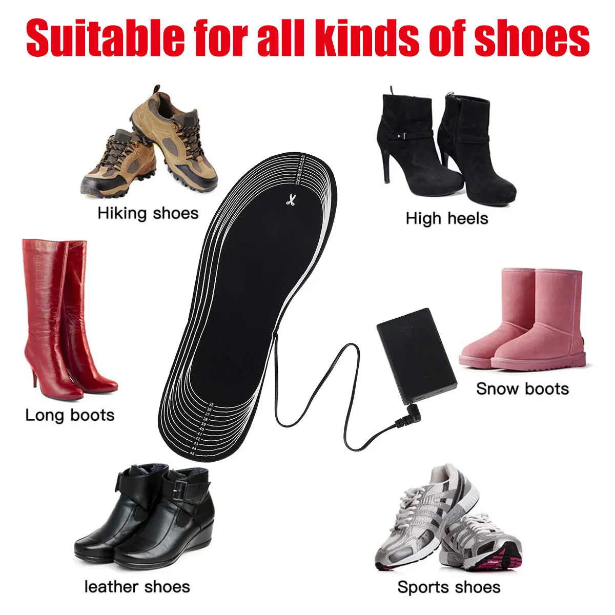 USB Heated Shoe Insoles for Feet Warm Sock Pad Mat Winter Warmer Heater Free Cut Heating Insole Thermal Shoes | Спорт и развлечения