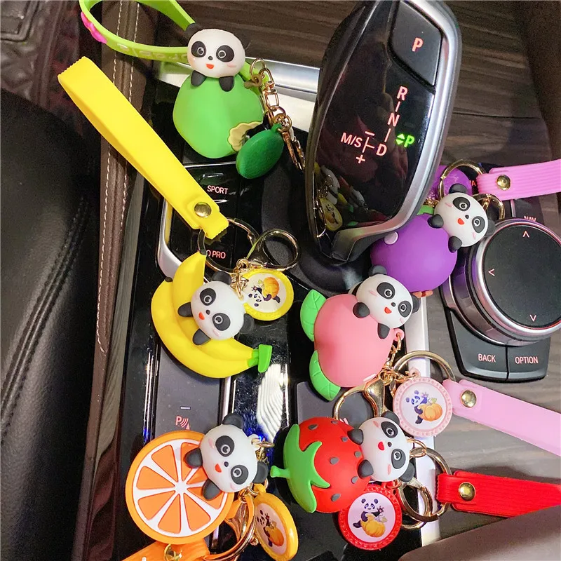 

Creative Cartoon Lovely Fruit Panda Keychain Web Celebrity Girl Backpack Pendant Doll Lovers Bag Keychains Women Gifts Keyring