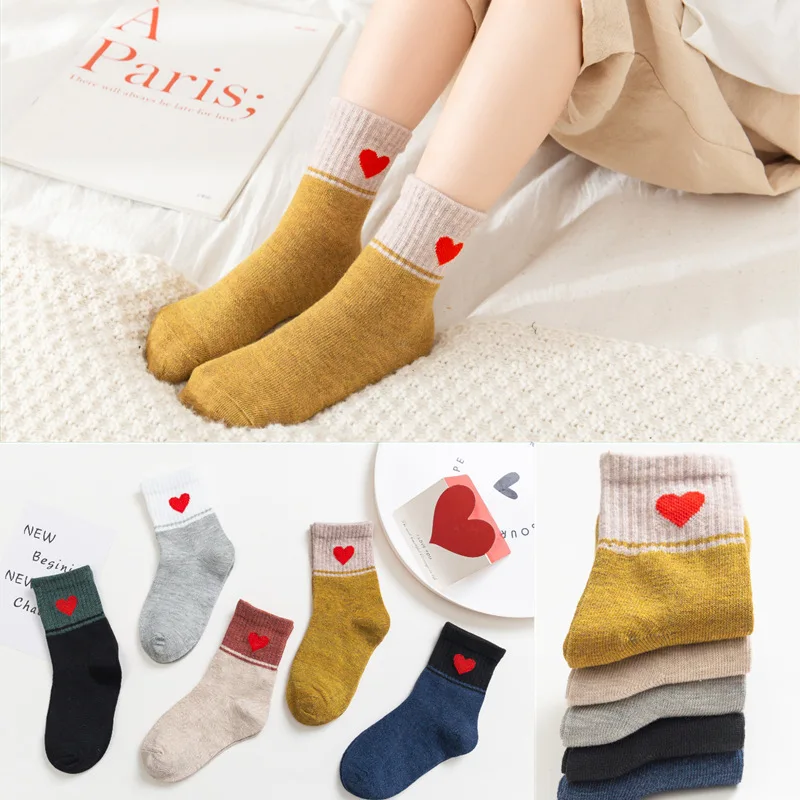 Партия 5 пар зимние детские хлопковые носки с изображением персонажей из плотной