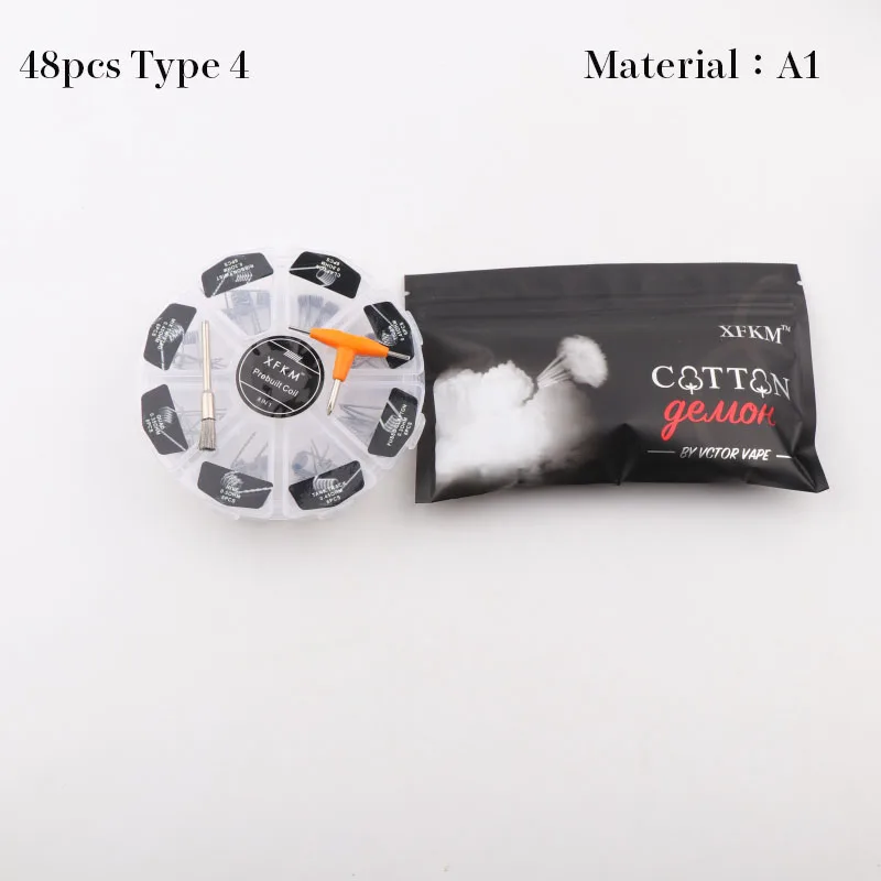 XFKM 8 в 1 готовая катушка Clapton катушка Alien Tiger Hive Quad плоский витой плавленый нагревательный провод для Vape DIY электронная сигарета предварительно изготовленная катушка - Цвет: 8in1 cotton type4