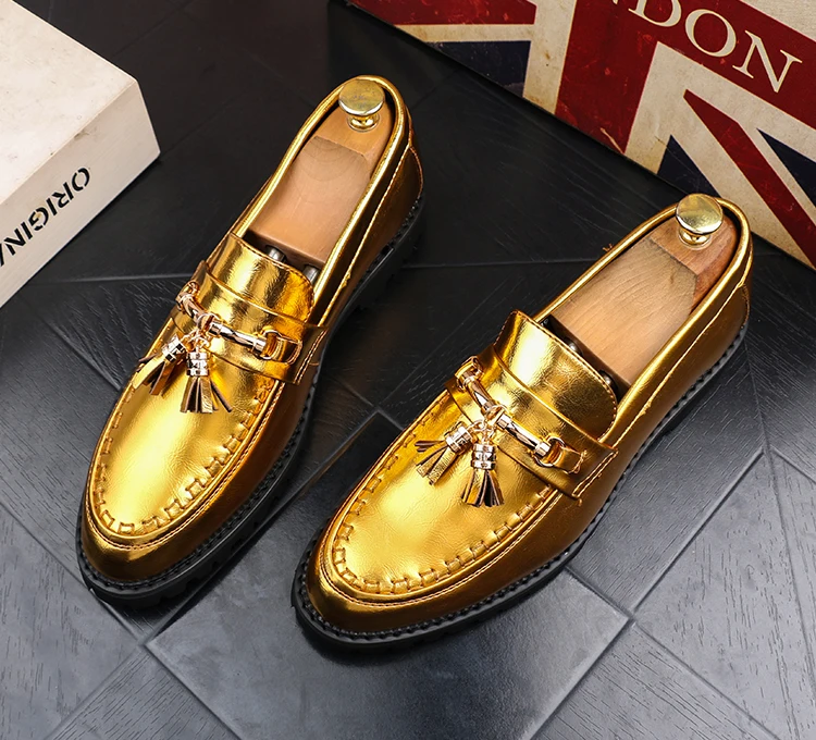 Туфли оксфорды мужские золотистые высокие заостренный носок деловой стиль