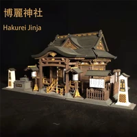 japanese construction hakurei jinja model wooden dollhouse diy miniature kit with furniture doll house toys for adults gifts