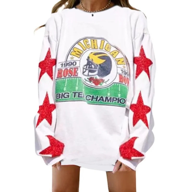 

2021 New Wonen Casual Colour Letter Print O-neck Sweatshirt Autumn Streetwear Plus Size Loose Fashion Hip-hop Vintage Pullover