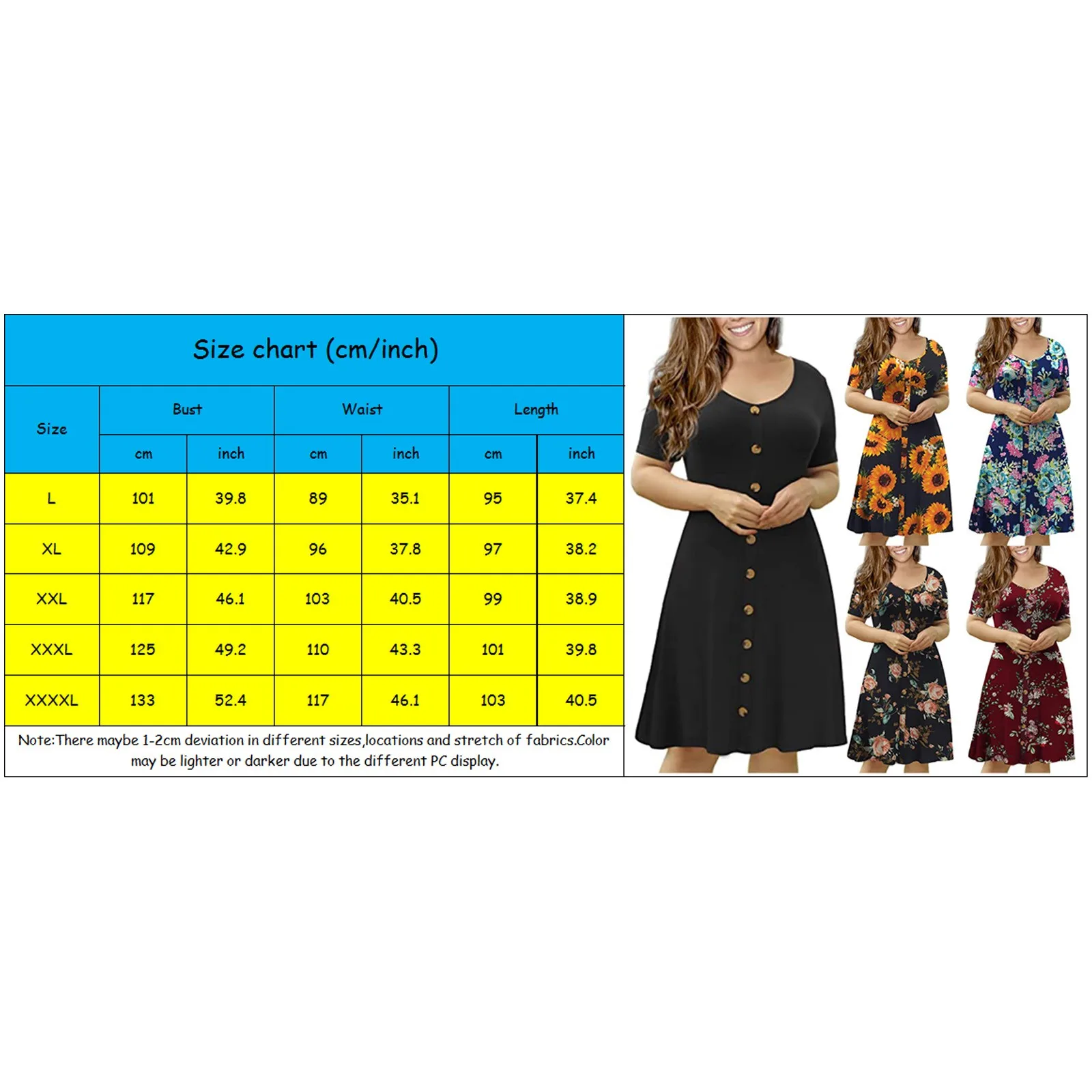 

Vintage Flower Dress Womens Summer Causal Short Sleeve Flower Print Plus Size Button Down Midi Dress Elegant Formal Dress