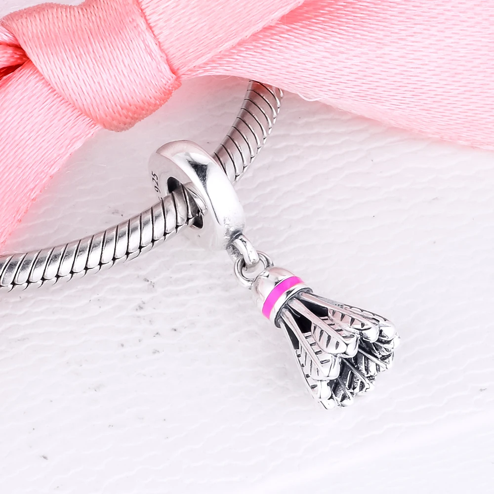 

Charms 925 Silver Original Fit Pandora Bracelets Sterling Silver Badminton Birdie Charm Beads for diy Women Jewelry