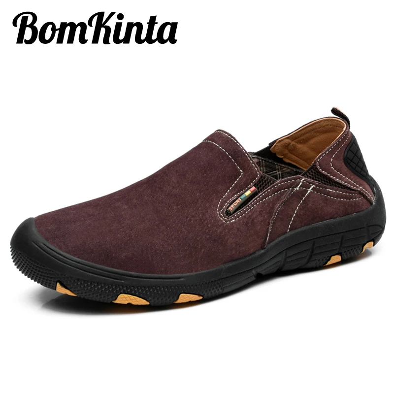 

BomKinta Brand Designer Slip On Stretch Leather Casual Shoes Men Loafers Plus Plush Size 38-48 Male Moccasins Driving Men Shoes