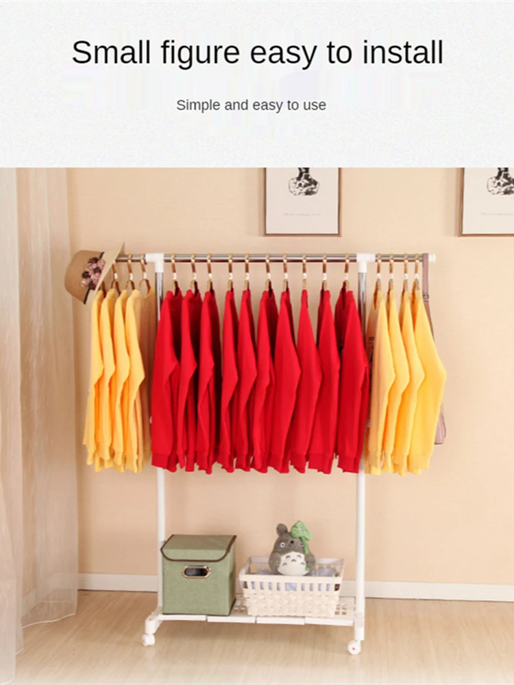 

B-LIFE Garment Rack Drying Rod Freestanding Hanger Bedroom Clothing Racks with Wheels Stainless Steel Hanger for Pants