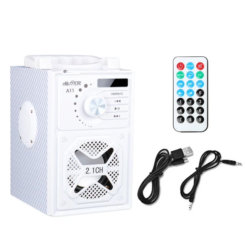 white without mic Караоке беспроводной динамик 3D объемный звук многофункциональная bluetooth акустическая система сабвуфер микрофоны держатель телефона 2500 мАч - Color: white without mic