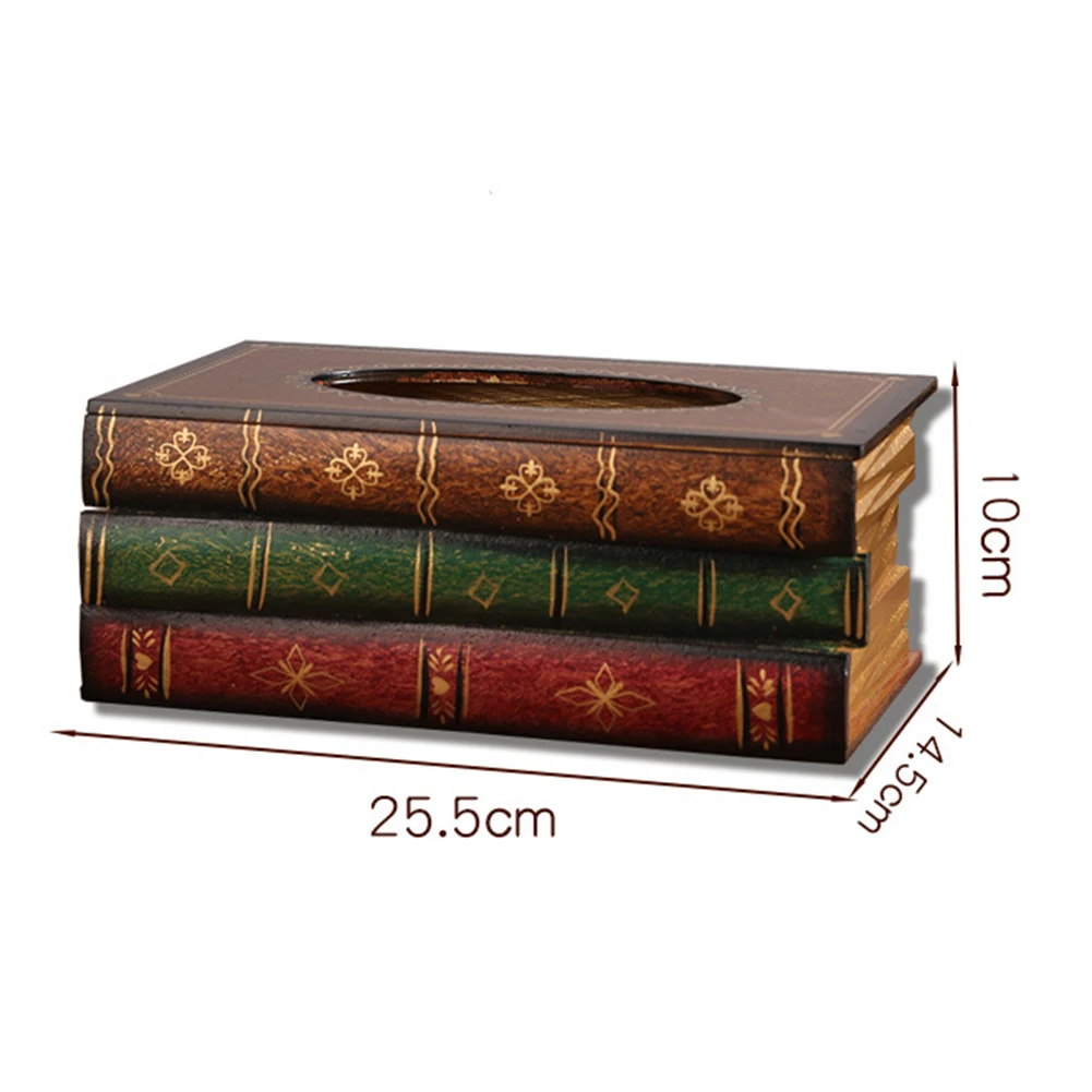 

New Vintage Wood Box Shaped Home Car Tissue Box Storage Case Curved Patterns Paper Holder