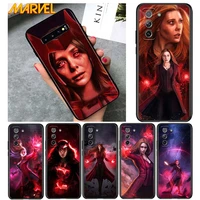 scarlet witch marvel for samsung galaxy s21 ultra plus note 20 10 9 8 s10 s9 s8 s7 s6 edge plus soft black phone case