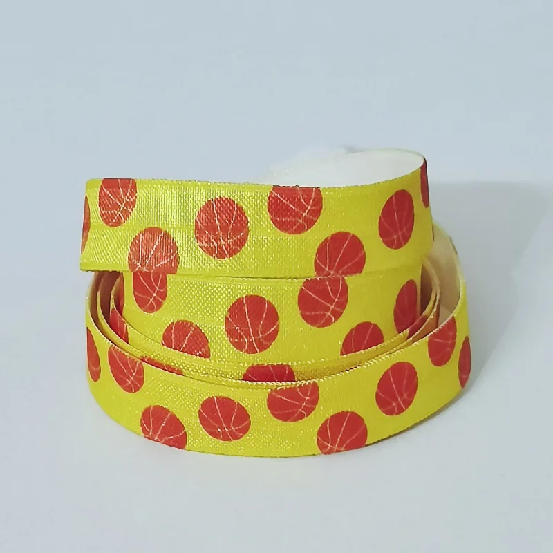 

50 ярдов, 5/8 дюйма, 16 мм, эластичная Складная лента для баскетбола с принтом, «сделай сам», головной убор, повязка на голову, ремесла