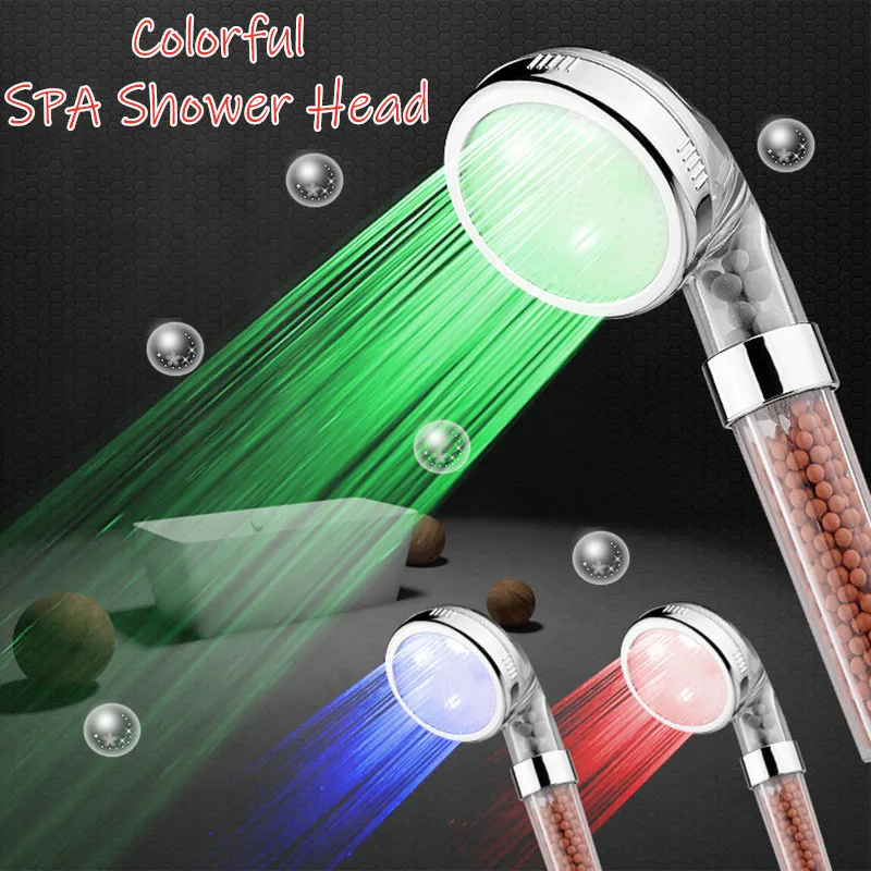

Colorful SPA Shower Head LED Anion Shower Pressurized Water Saving Temperature Control Colorful Light Handheld Big Rain Shower