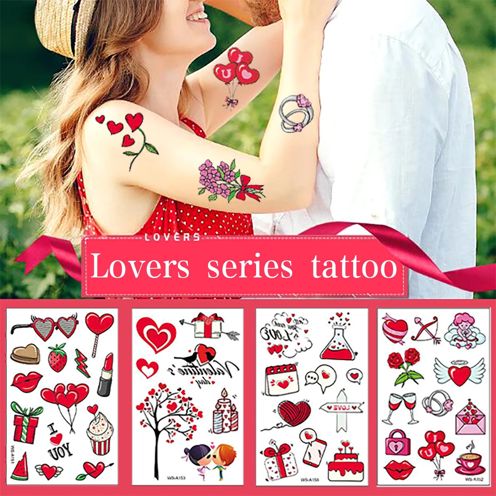 

1sheet 6.8x12CM Valentine's Day Tattoo Stickers ( Send By Random )