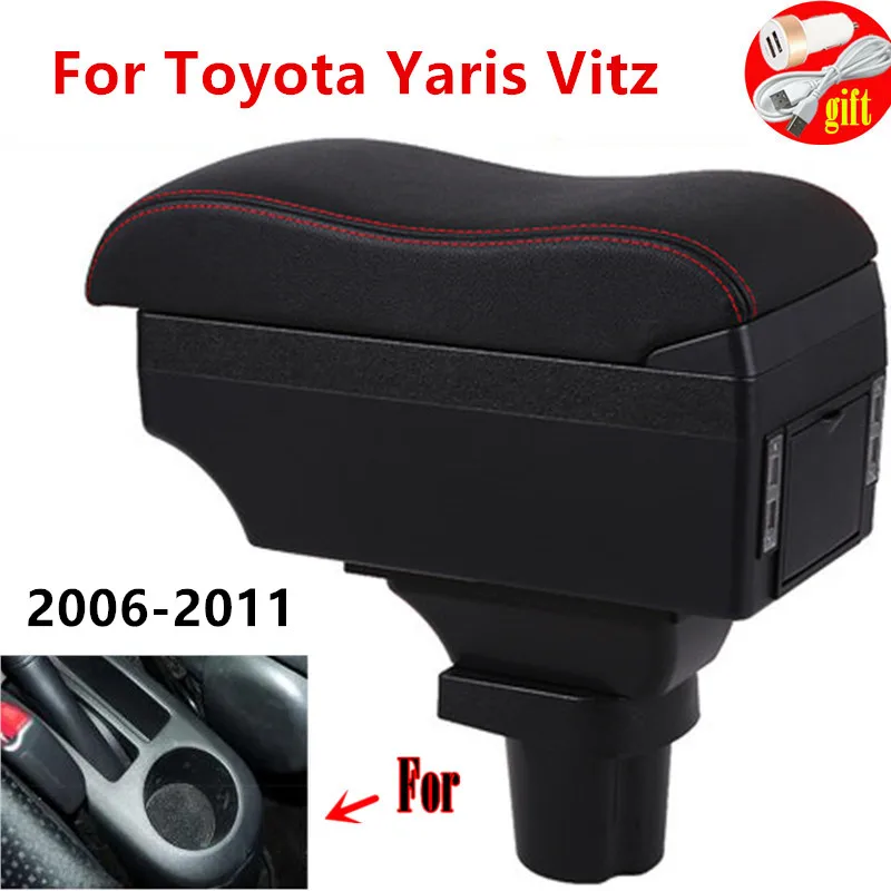 Подлокотник для Toyota Yaris Vitz Hatchback 2006-2011 консоль хранения 2007 2008 2009 2010 светодиодный