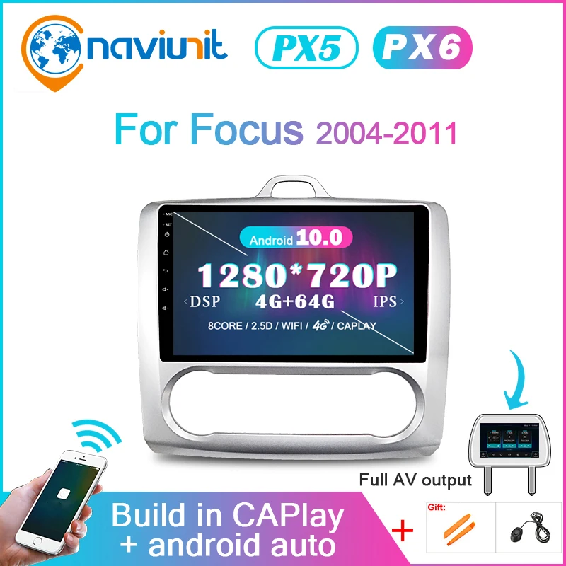 PX6 магнитола 2 din android 10 с экраном автомагнитола для ford focus EXI MT 3 Mk2/Mk3 2004 2011 GPS