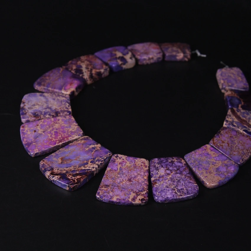 15 шт. Топ отверстие фиолетовый океан Impression Jaspers градуированное ожерелье модные