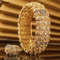 donia jewelry refined and simple bracelet tri color full circle aaa zircon buckle wide thick bracelet ring set banquet jewelry