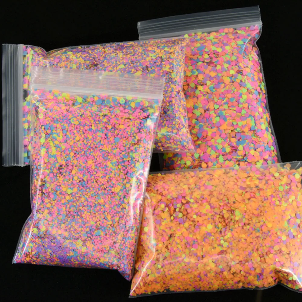 50g/pack Nail Sequins Mixed-Size Round/Heart-shape/hexagon Fluorescent 4 Colors Manicure Decorations Tips Glitter * | Красота и