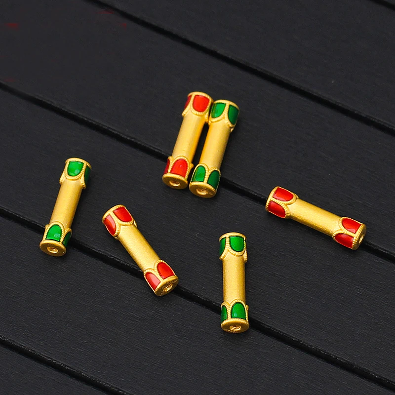 Браслет из желтого золота 999 пробы с цветными бусинами | Украшения и аксессуары