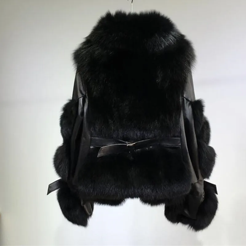 

Real Fox Fur Coats Genuine Leather Jacket Sheepskin Real Fur Overcoat Woman Winter Warm Natural Fur Coat Women New Fashion