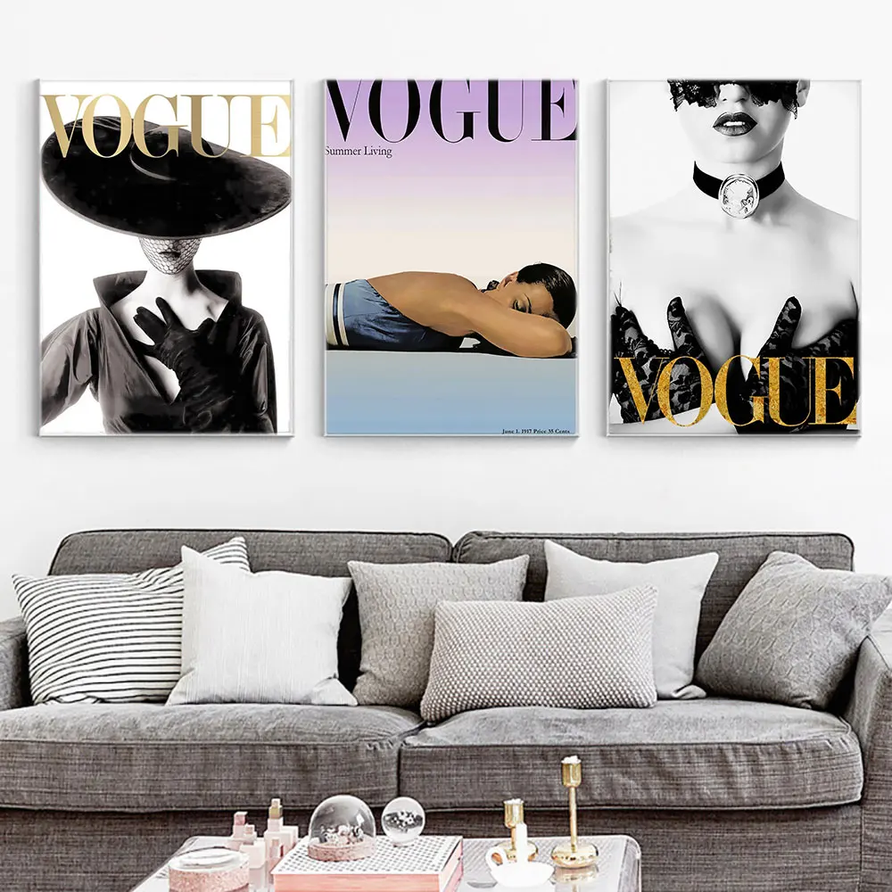 Плакат комплект из модных женских портрет Nordic настенная живопись на холсте